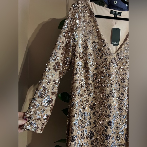 Eloquii NWT Sequin Blush Long Sleeve Dress - Picture 4 of 11